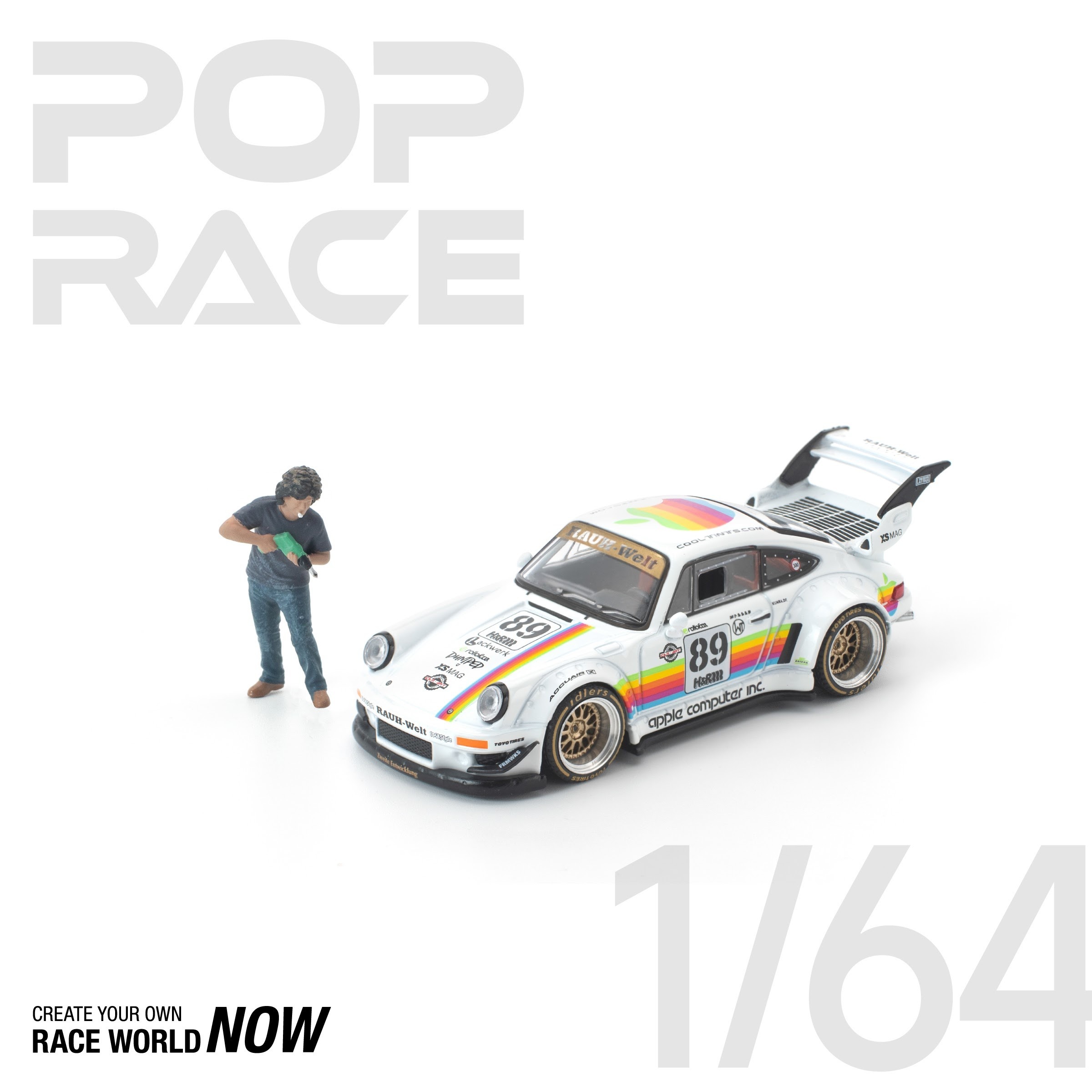 PO-$151 * POP RACE * 1:64 RWB 930 APPLE WITH FIGURE