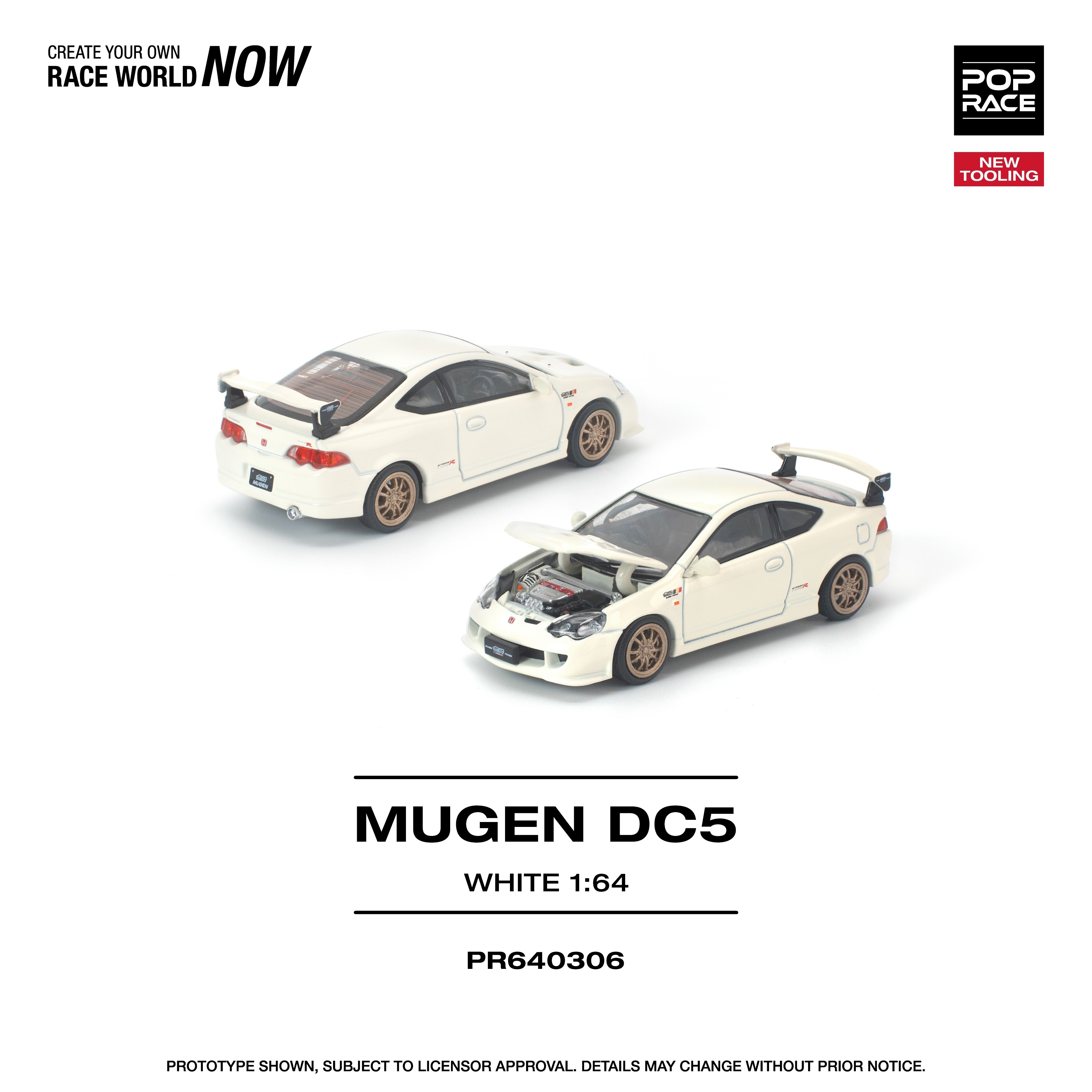 PO-$115 * POP RACE * 1:64 HONDA DC5 MUGEN WHITE