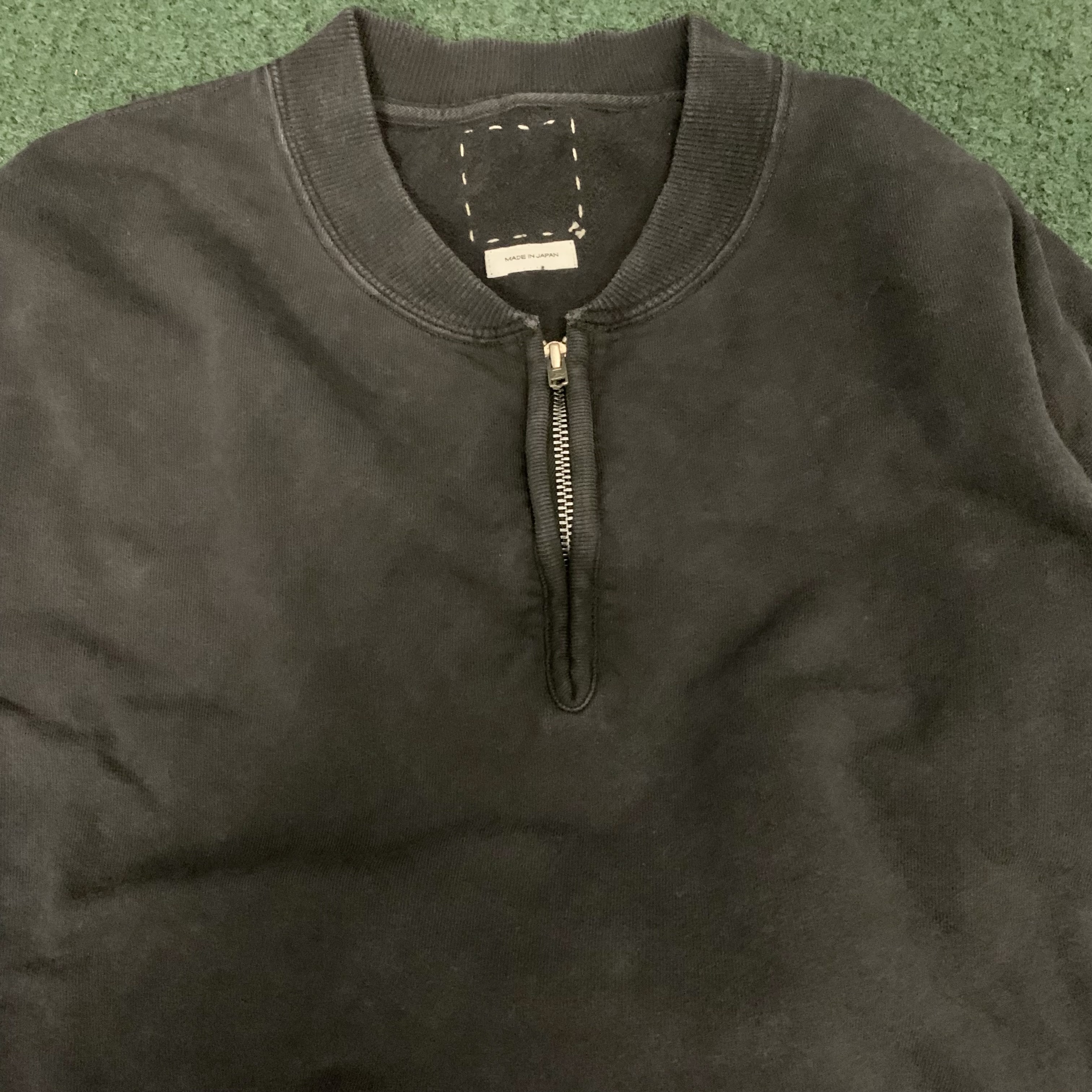 VISVIM 2026 S/S MONDO HENLEY ZIP S/S DMGD - BLACK SIZE 3