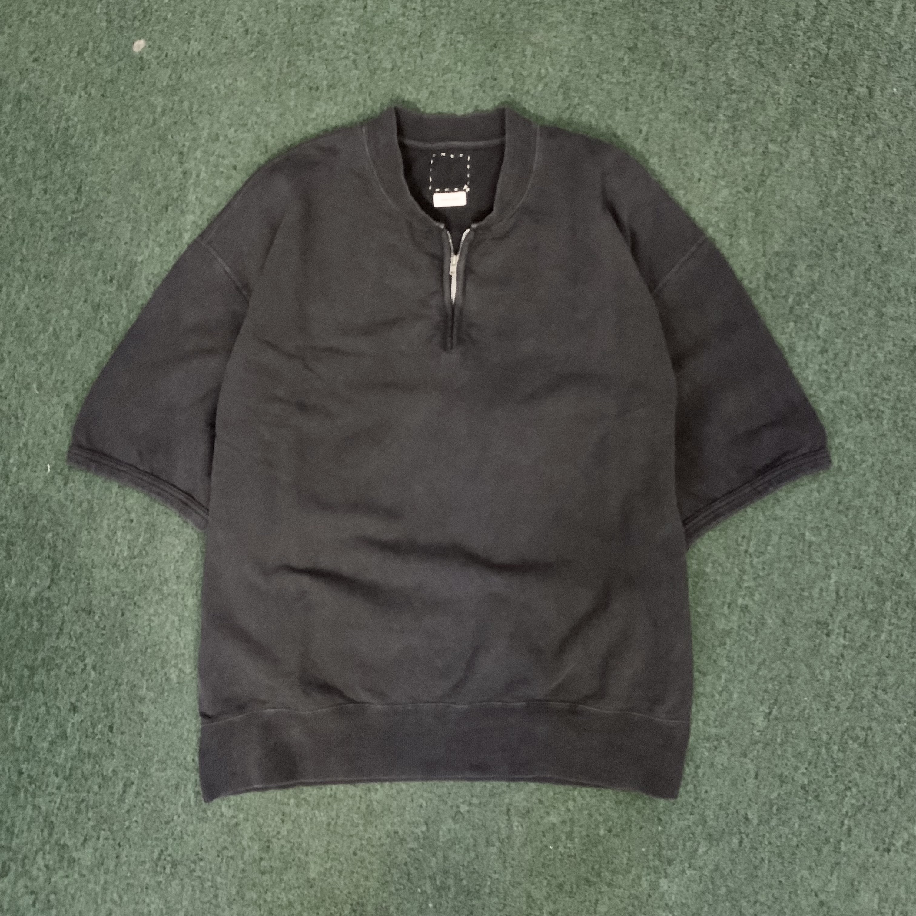 VISVIM 2026 S/S MONDO HENLEY ZIP S/S DMGD - BLACK SIZE 3