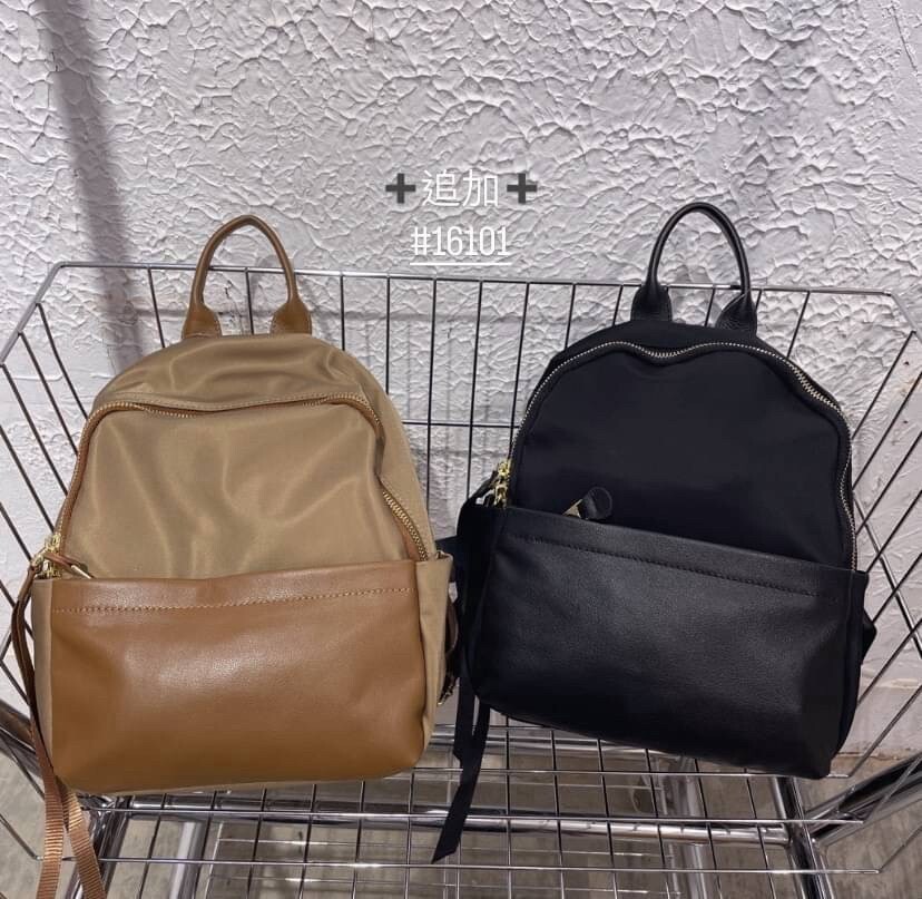 16101 【休閒尼龍拼皮後背包】