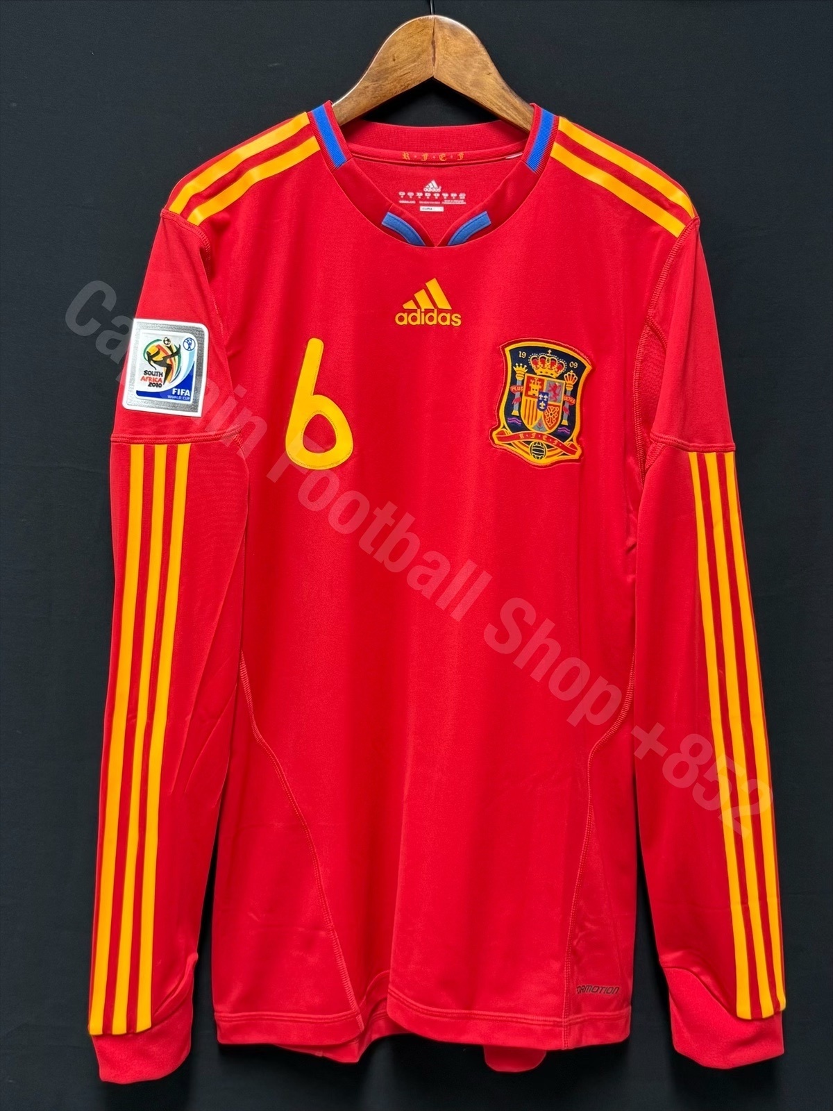 (Player Issue) Spain 2010 FIFA World Cup Adidas L/S Home Player Issue Shirt #6 A INIESTA