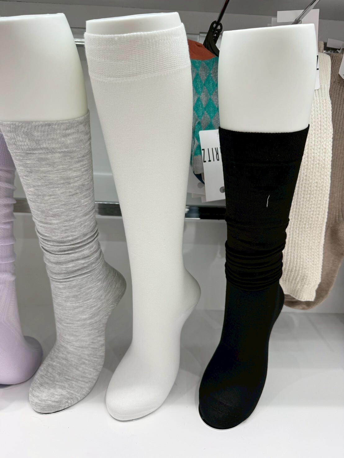 #AF124微透感小腿襪(黑/白/灰)