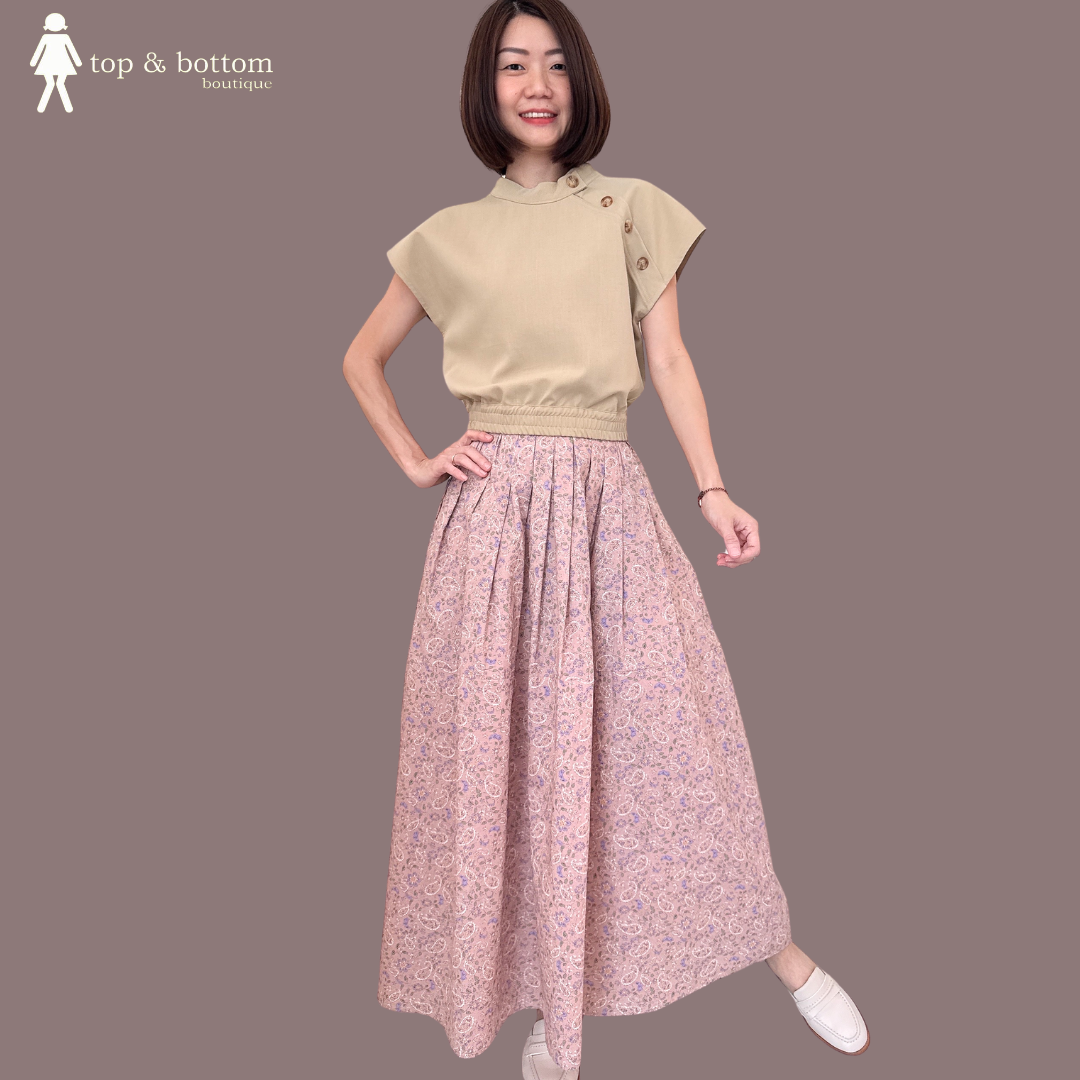 V SLEEVE BUTTON ZIPPED BLOUSE