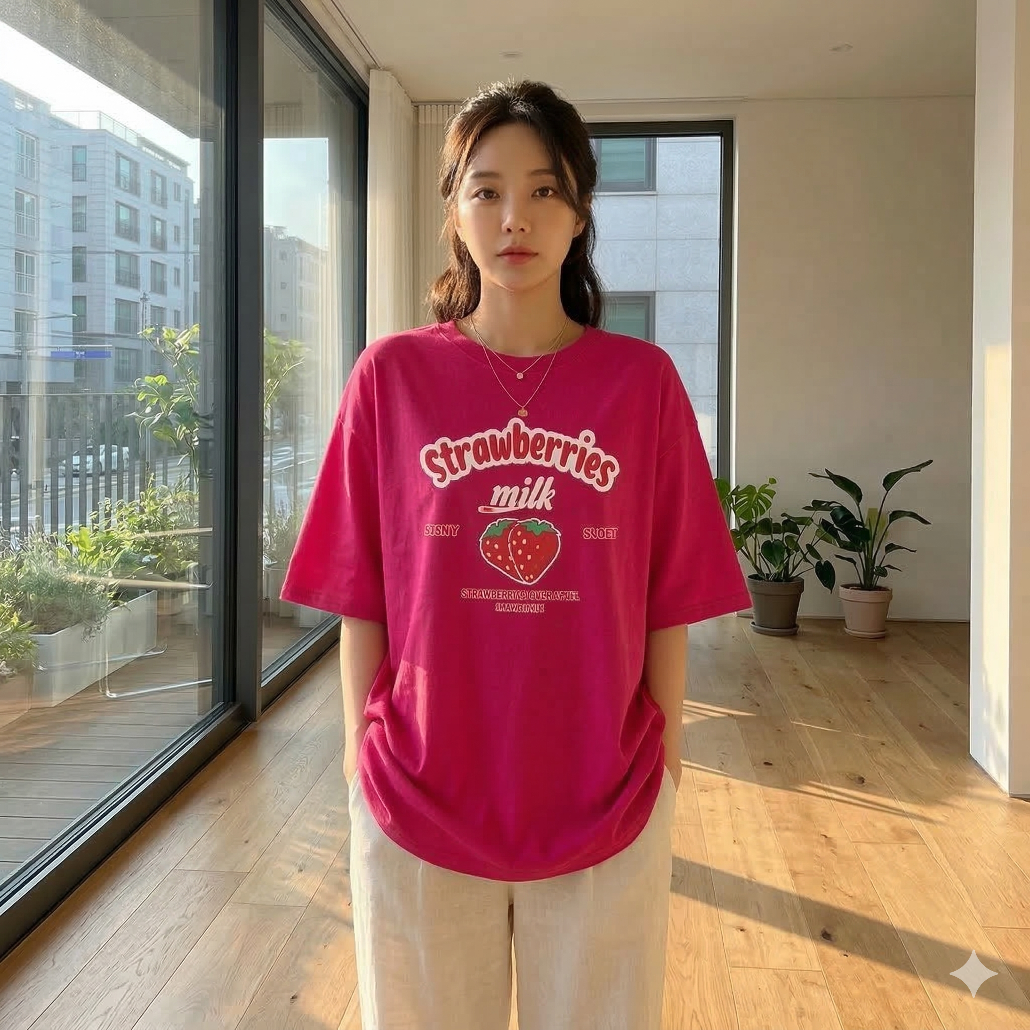 【ASister 小姊姊】AS0020#純棉上衣☆*草莓牛奶*中長版短袖T恤(8色 S-3XL)