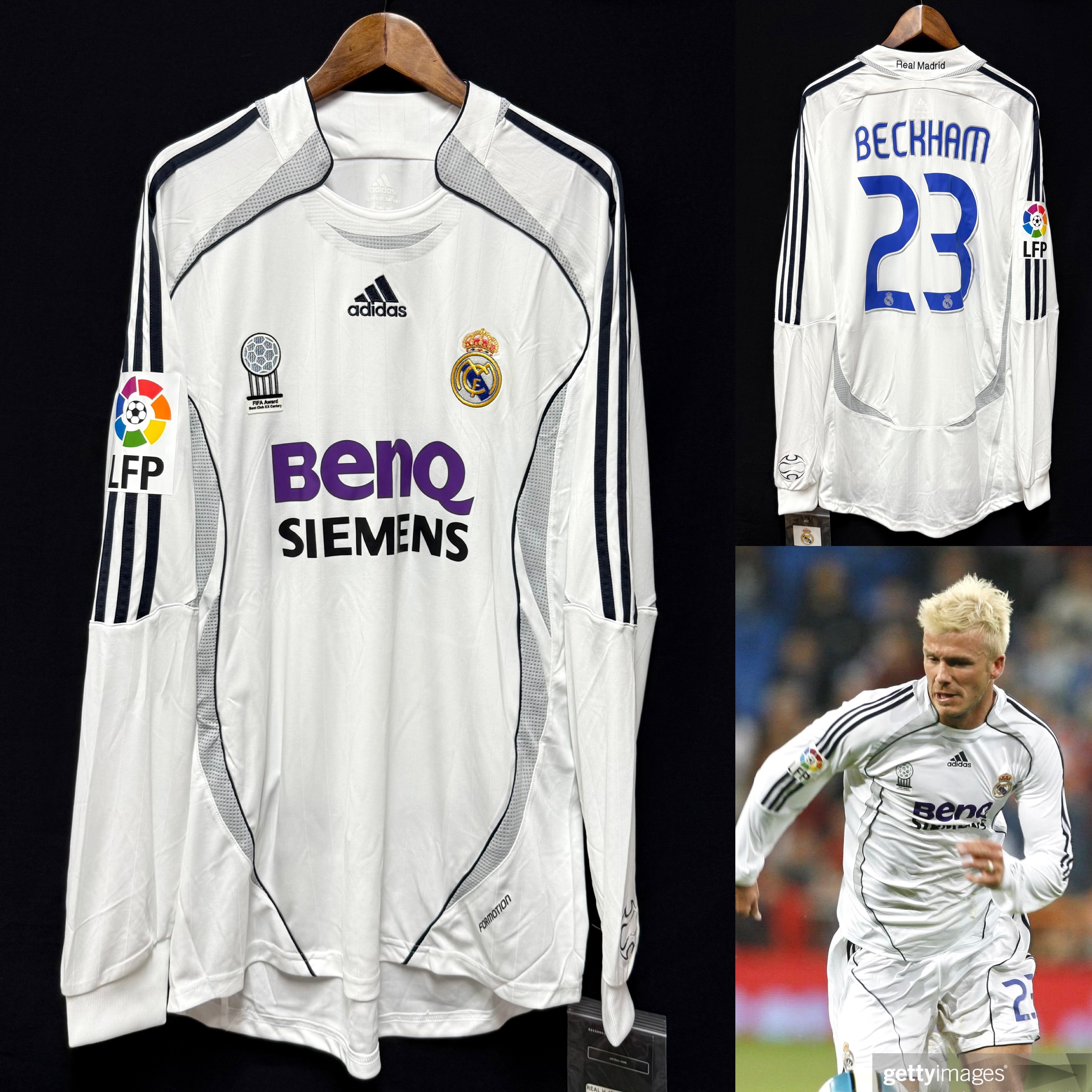 (Player Issue) Real Madrid 2006-2007 Adidas Home L/S Player Issue Shirt #23 BECKHAM