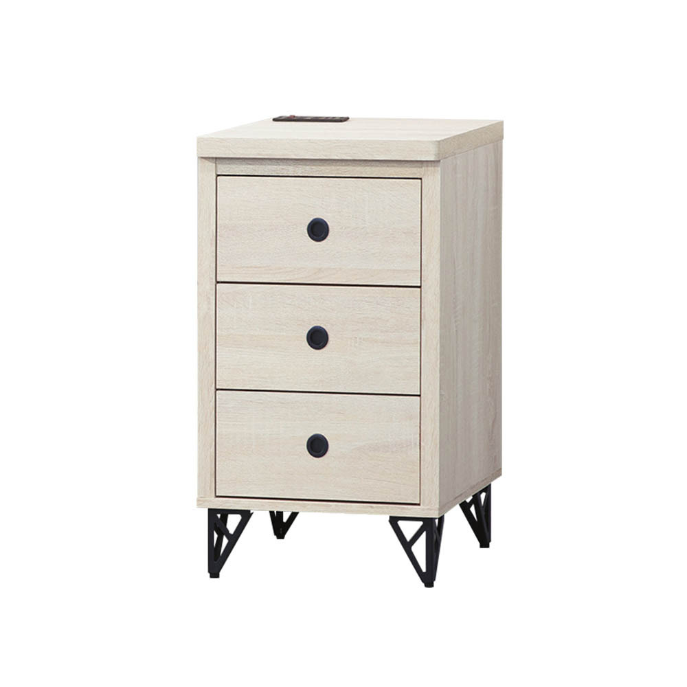 柏蒂家居-德森1.5尺多功能三抽床頭櫃/附插座收納置物櫃