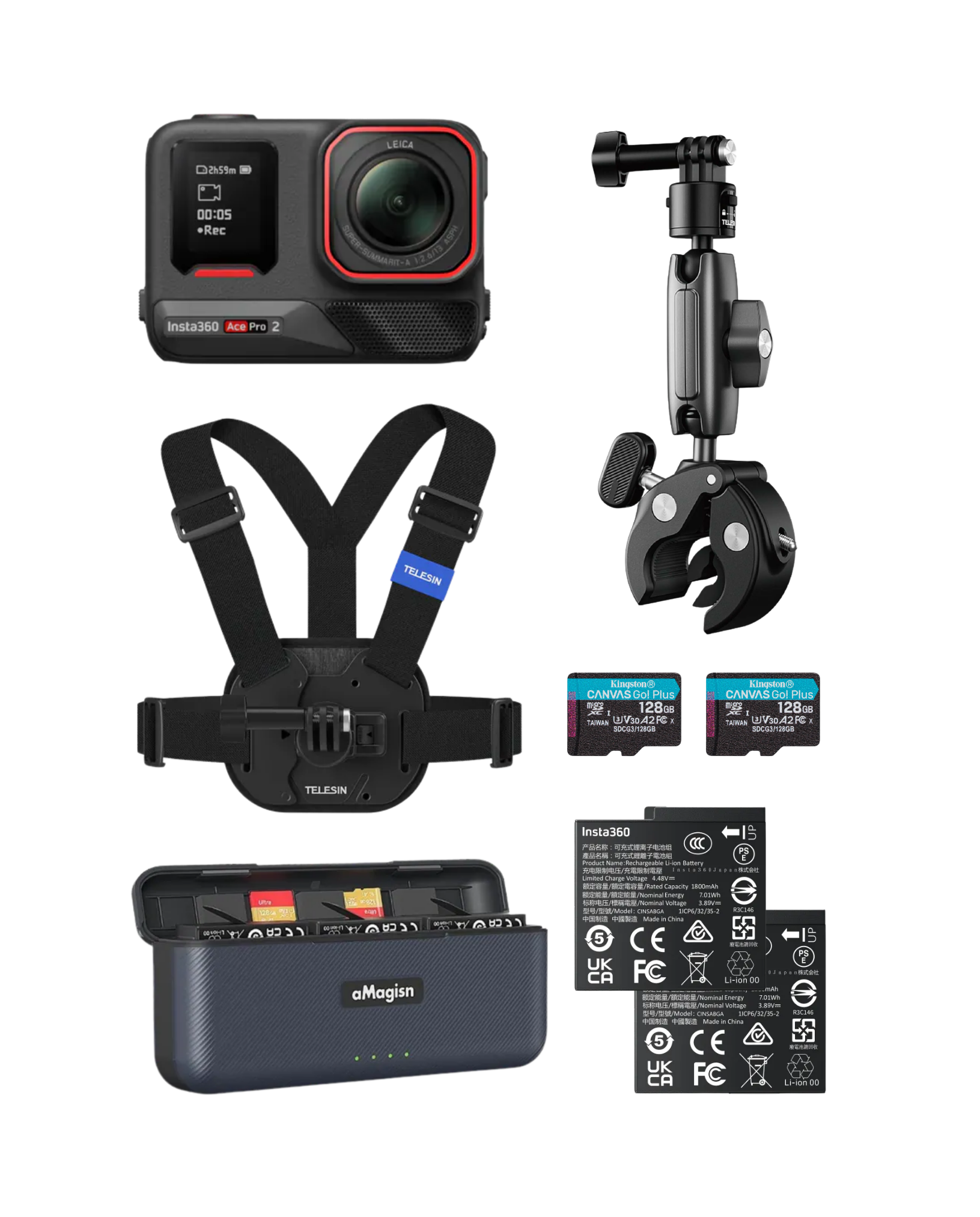 [春夏限定] Insta360 Ace Pro 2 單車騎行套裝｜車管夾POV穩拍組 單次租借（需預約排單）