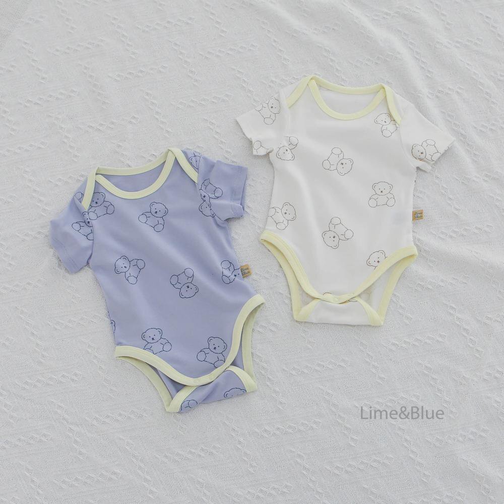 正韓夏Limeblue 六色嫩嬰熊熊包屁衣
