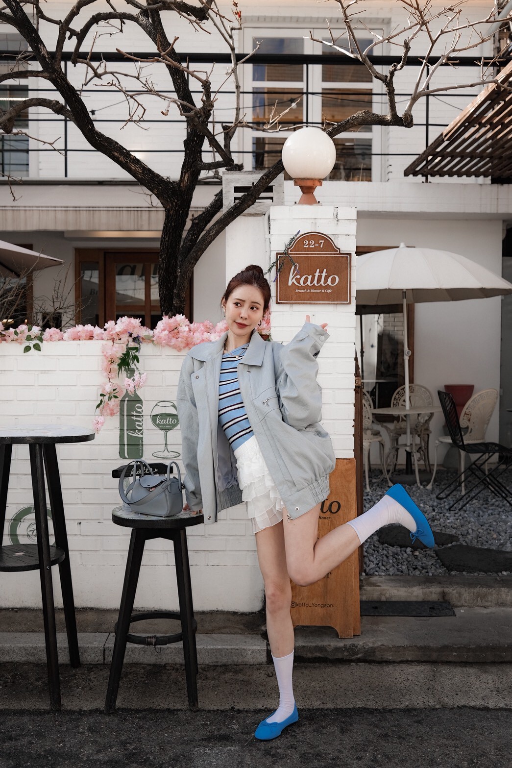 #AF05歐美灰藍皮外套