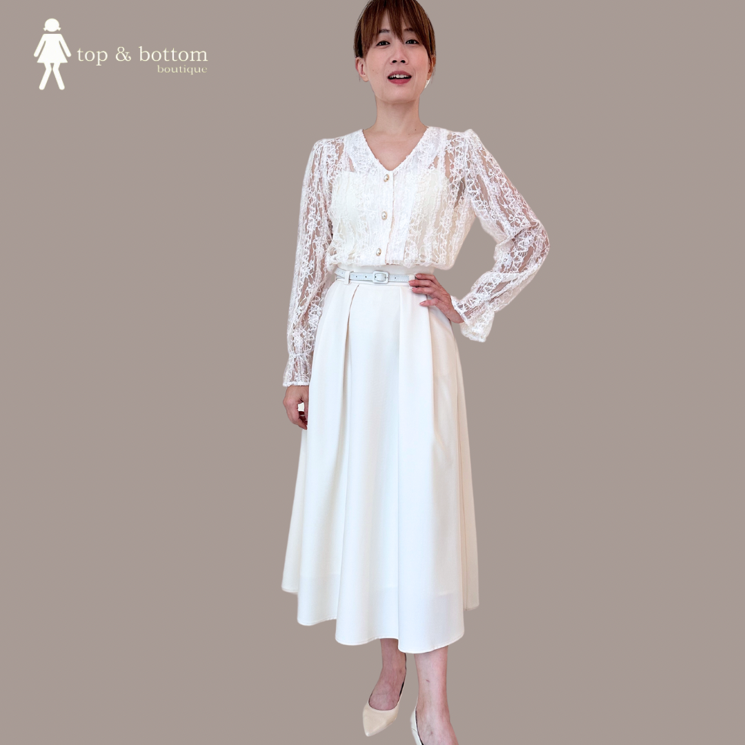 L/SLEEVE LACE BUTTON BLOUSE