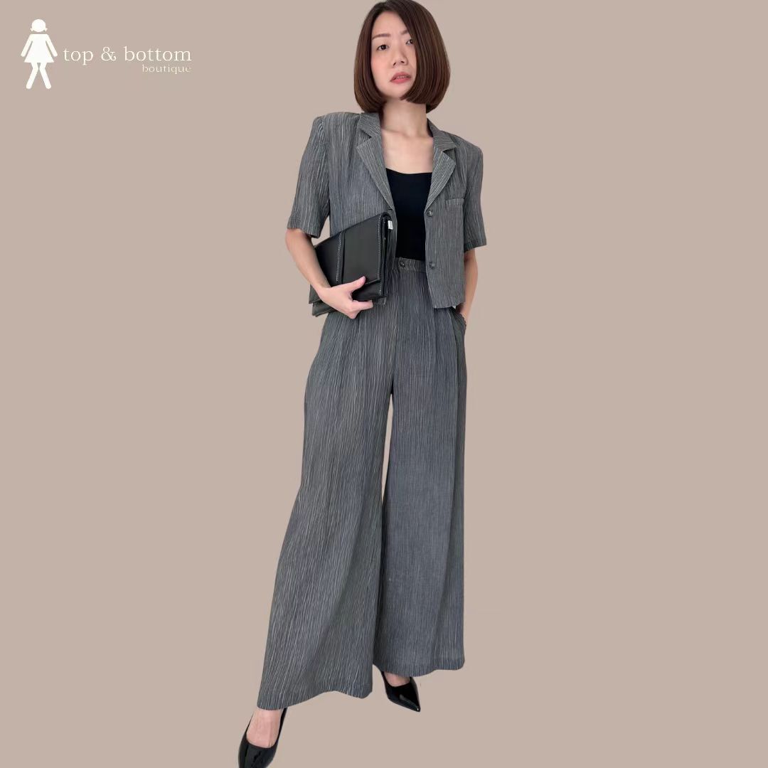 SHORT SLEEVE JACKET & PANT SET SUIT