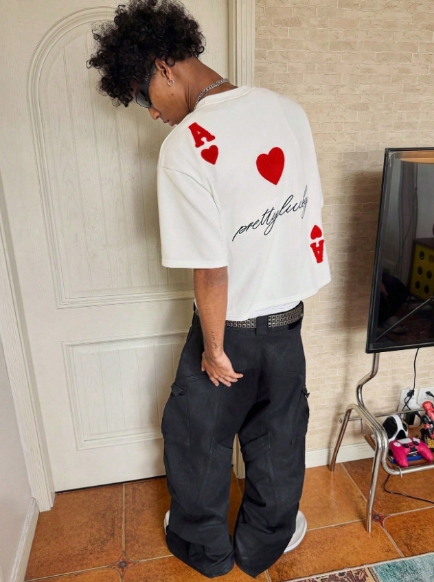 KADMAX大尺碼-大碼通勤鋪克牌短袖TEE〈KSMS2778〉