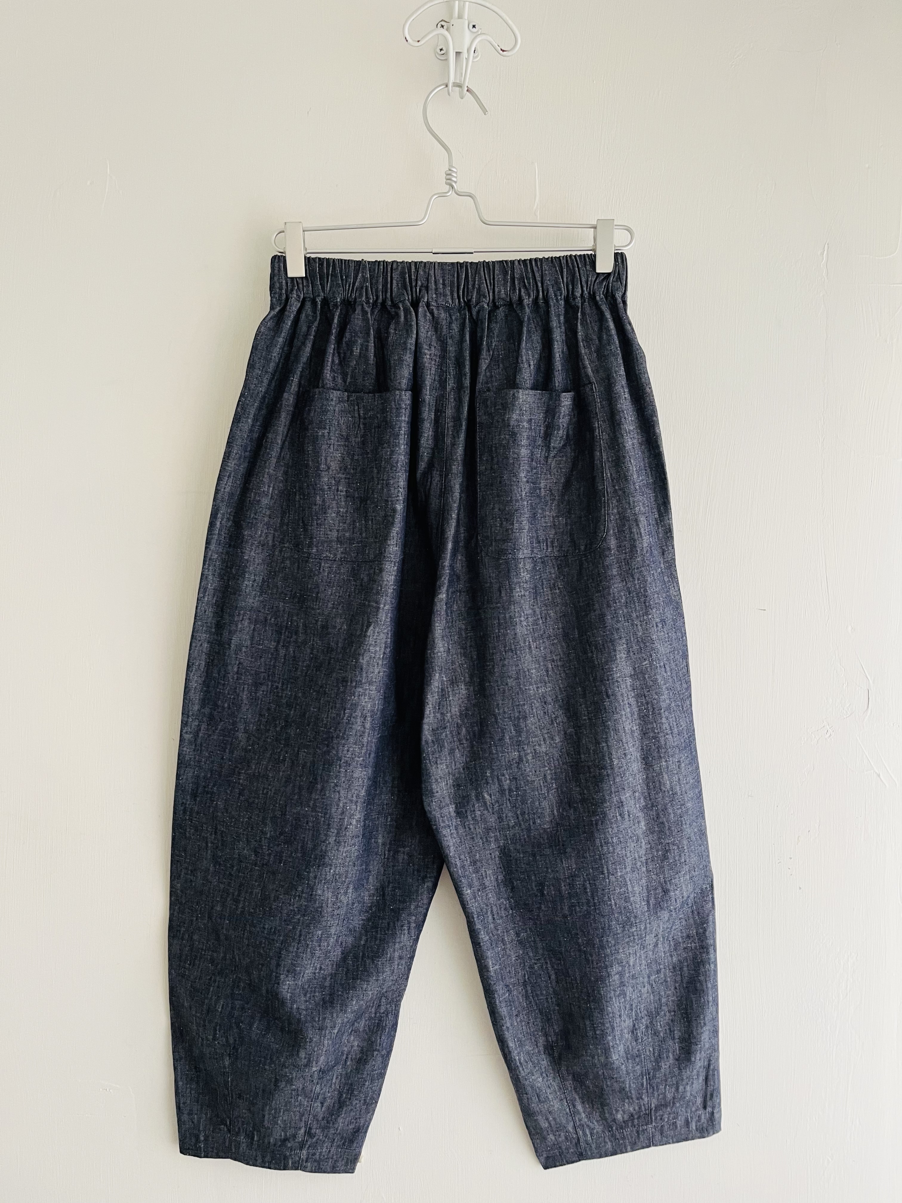 ⑨藍色薄料全橡筋闊褲