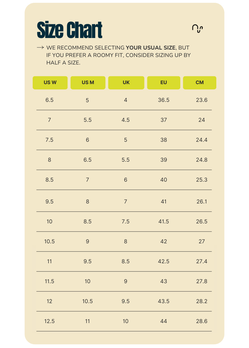 NUNORM Barefoot Shoes size Guide