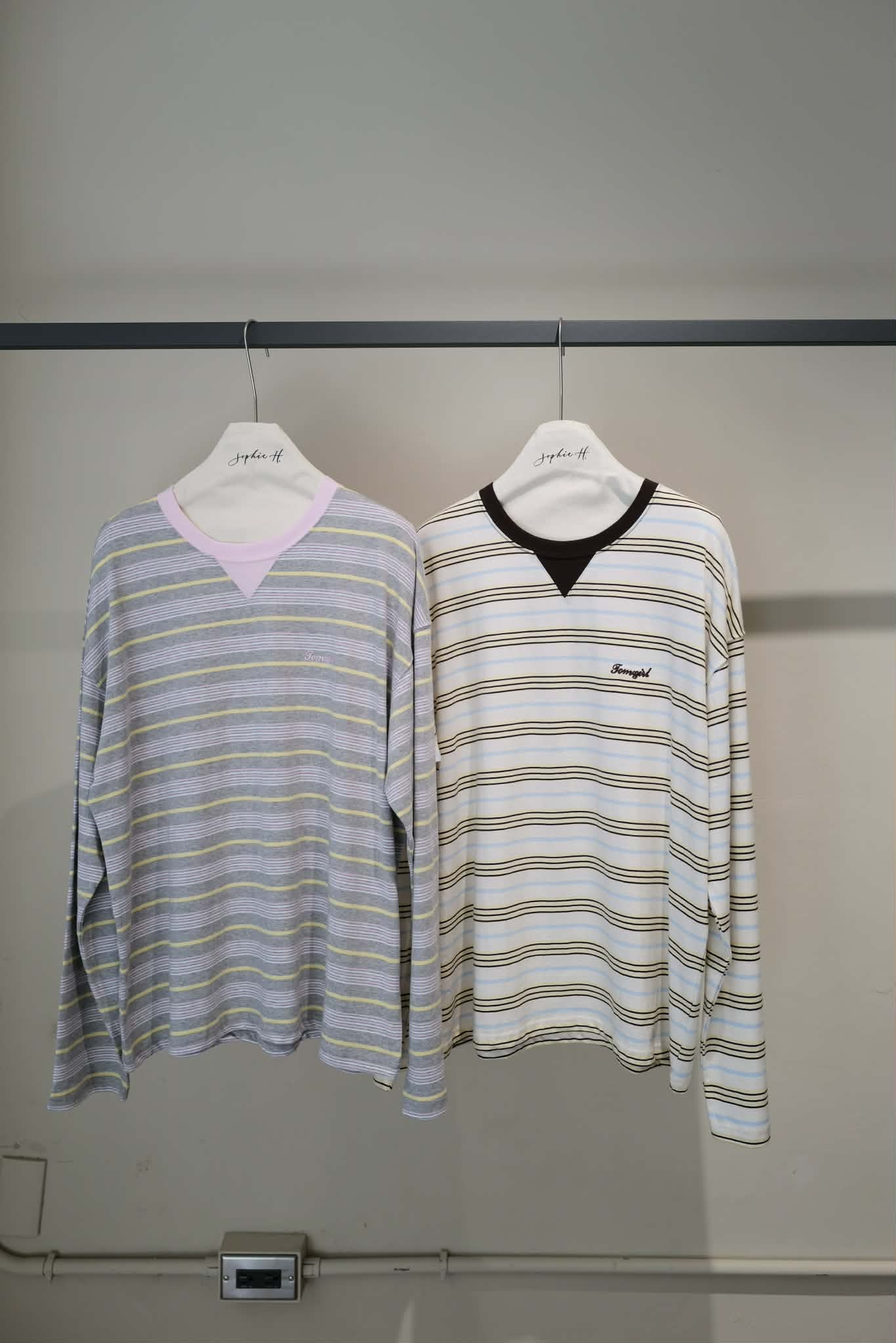 PA20 馬卡龍撞色條紋長袖T