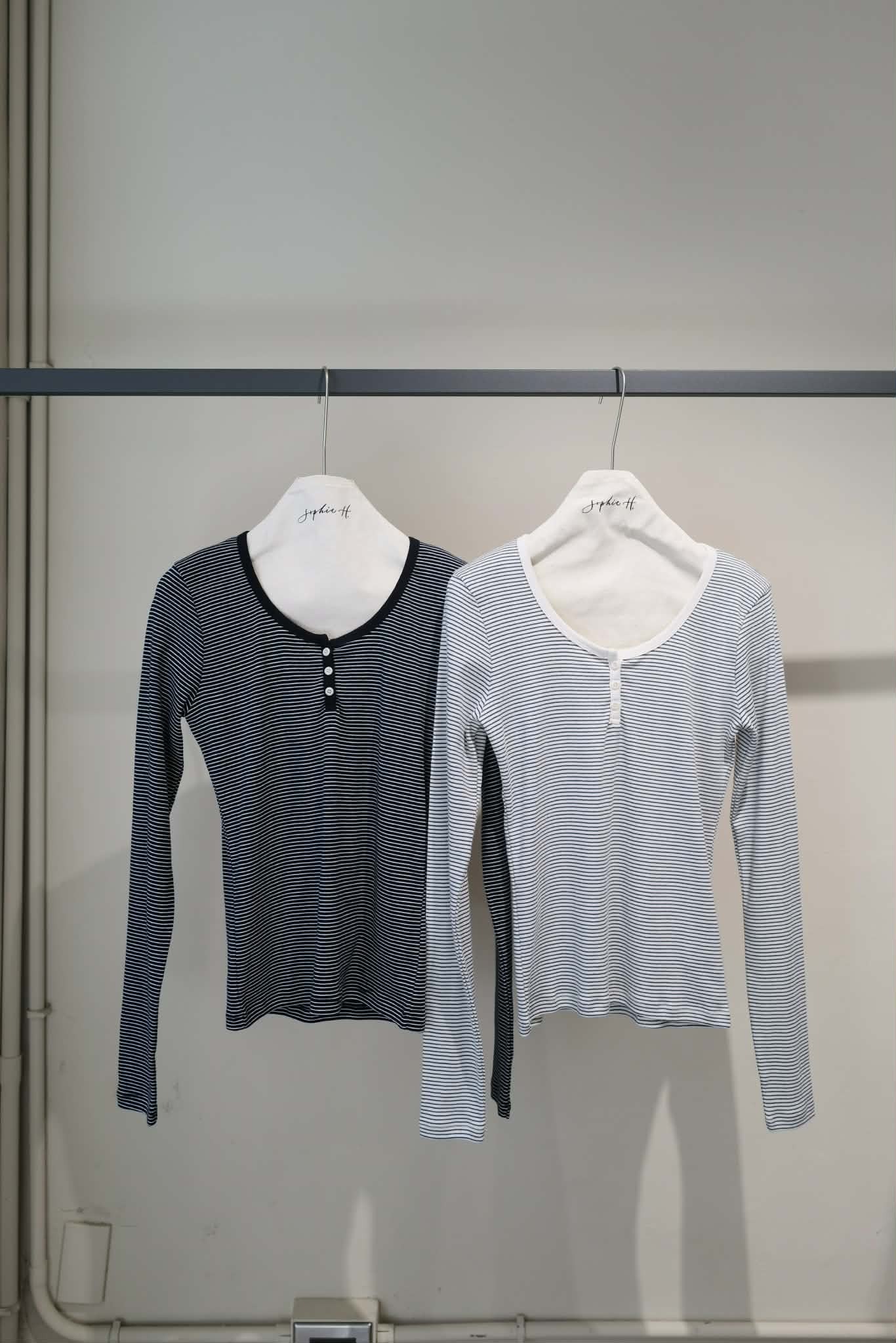 PA29 超顯瘦棉質細條紋排釦上衣