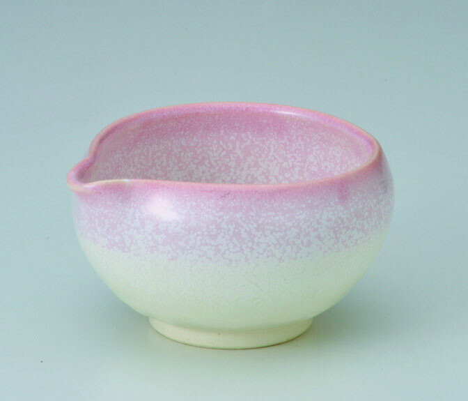 日本製 湯冷碗 片口抹茶碗 粉色 正村作