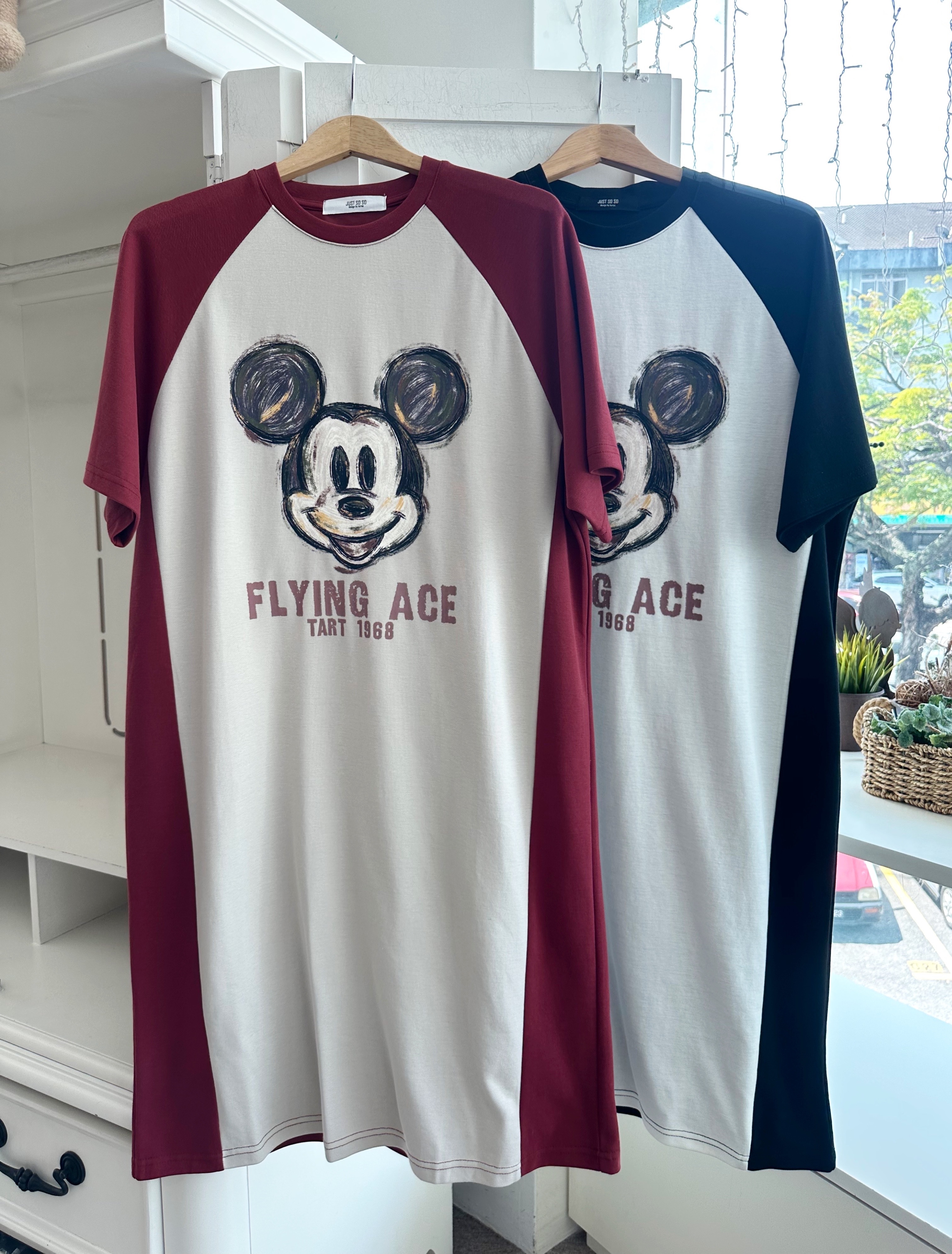 SHORT SLEEVE TWO TONE MICKET TEE DRESS