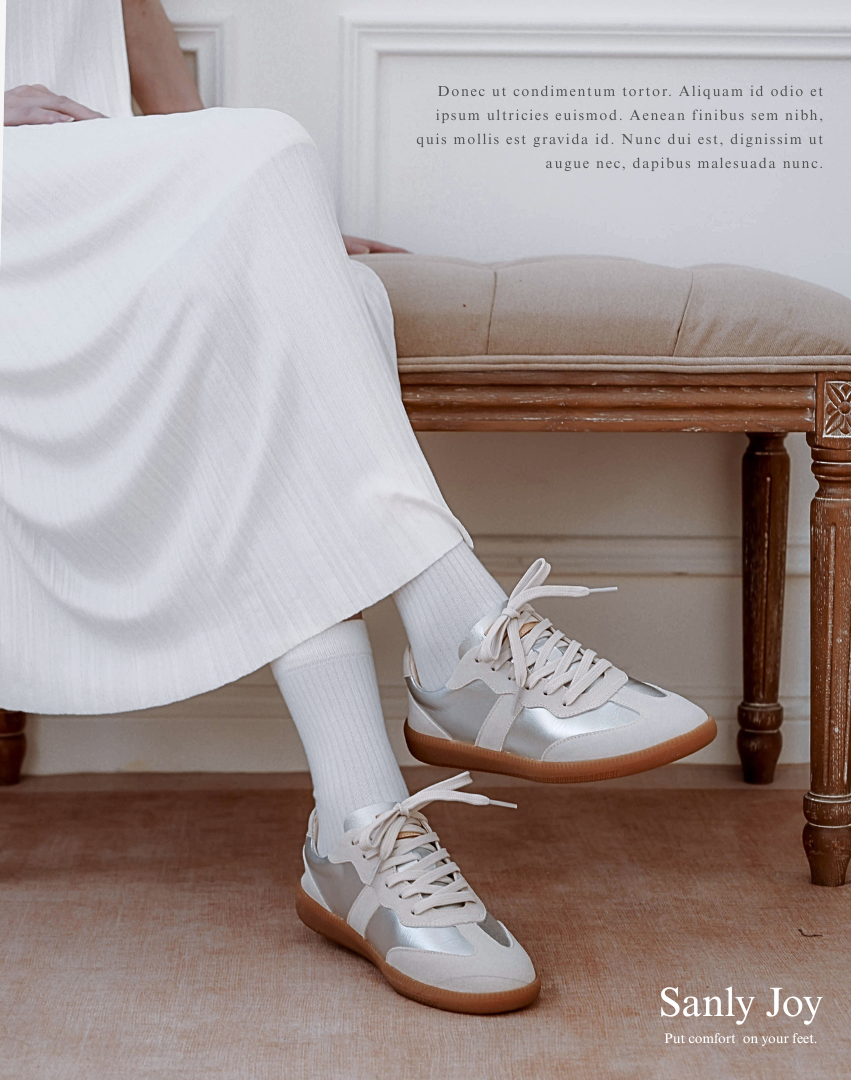 Sanly Joy 銀米德訓鞋 女生沙發休閒穿搭展示