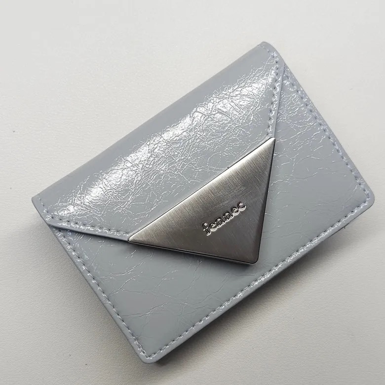 【OWN】FENNEC 錢包 小包 皮夾 卡夾 韓國限定 女生 金屬 皮革 皺褶 零錢包 黑色 銀色 深灰 中灰色 開心果綠 香草白