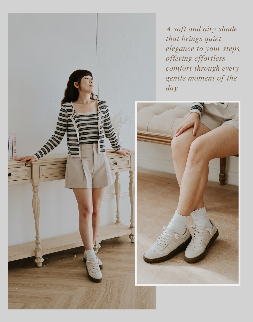 Sanly Joy 索琳厚底德訓鞋 奶杏色女生優雅穿搭