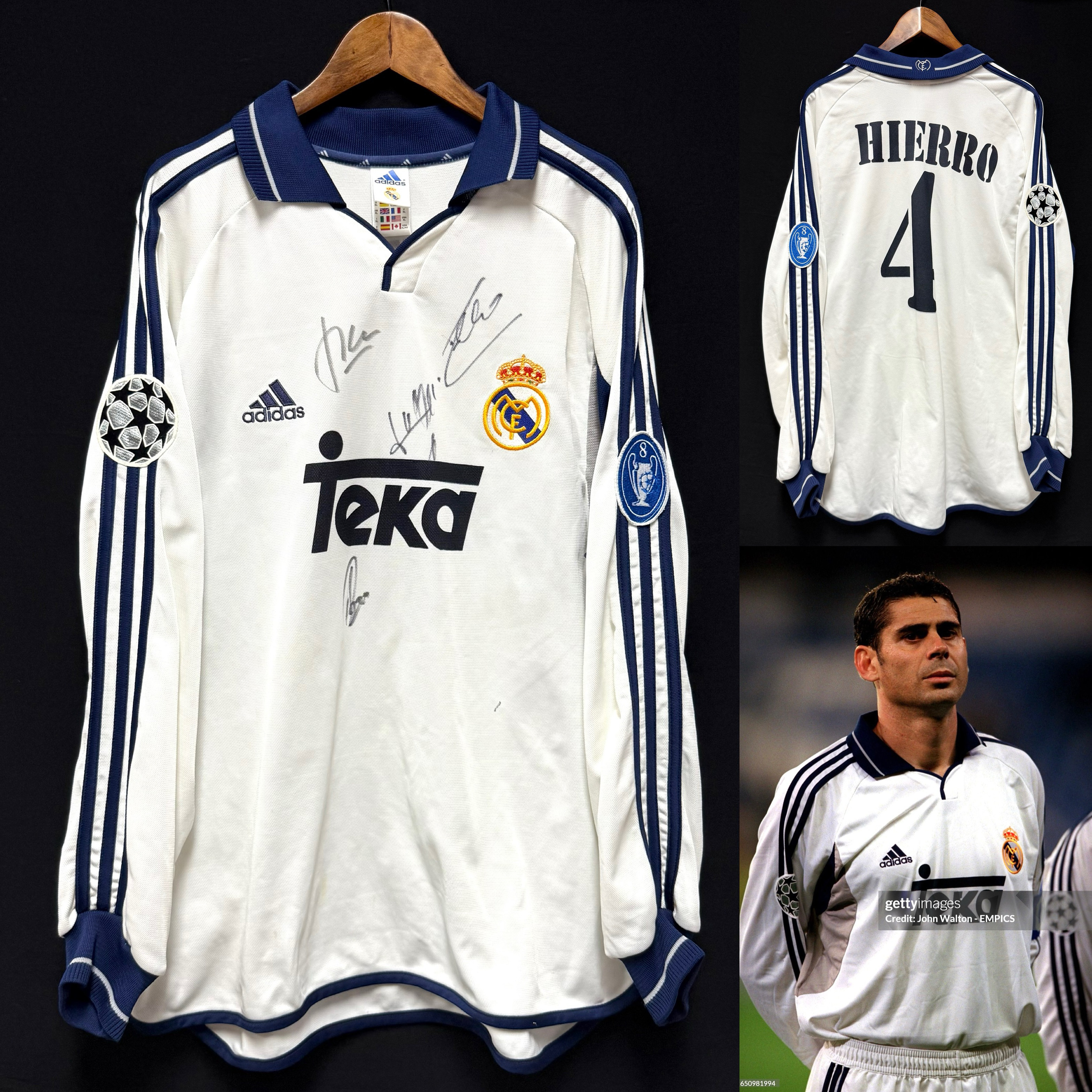 (Match Issue) Real Madrid 2000-2001 UEFA Champions League Adidas L/S Home Match Worn Issue Shirt #4 HIERRO