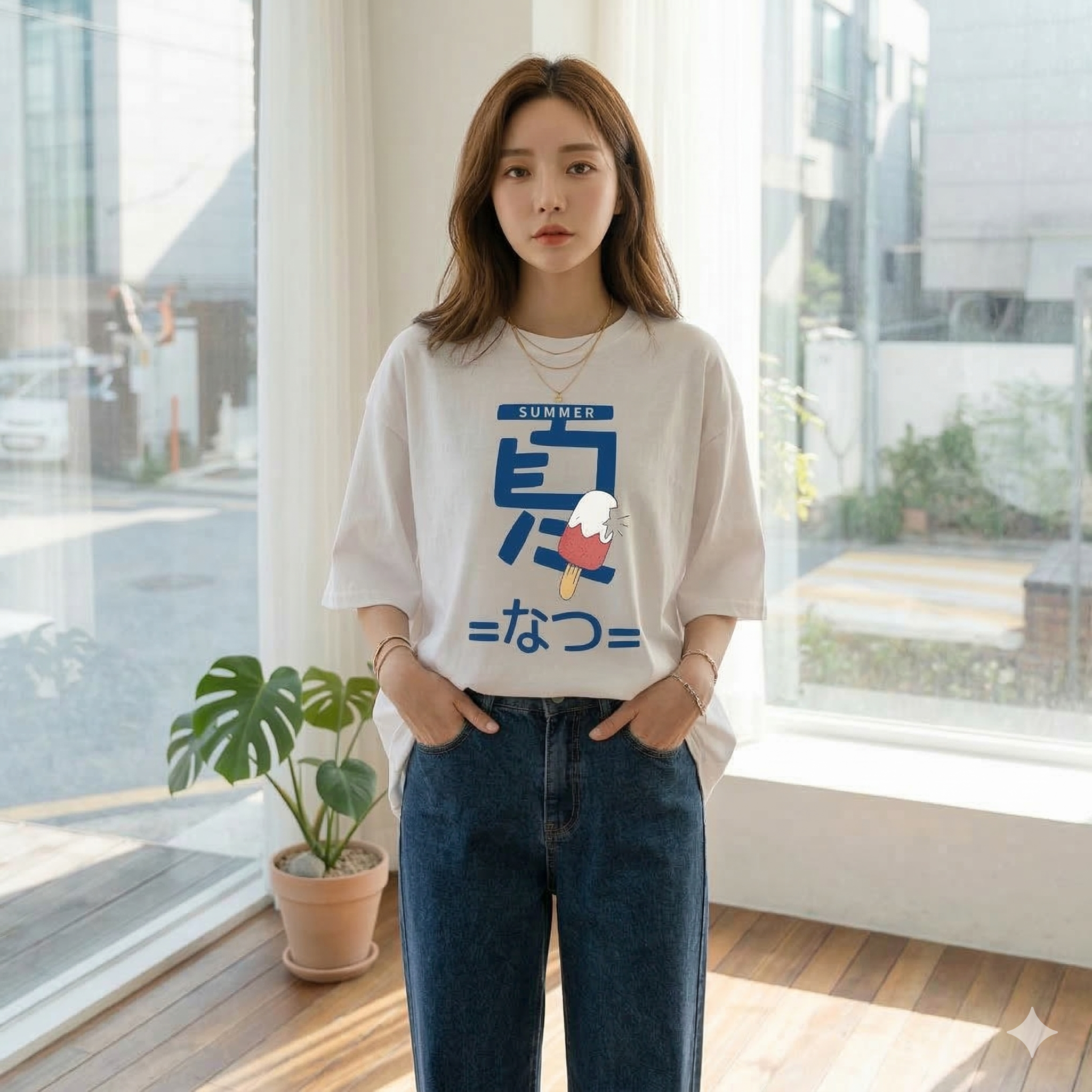 【ASister 小姊姊】AS0132#純棉上衣☆*白色夏日*中長版短袖T恤(S-3XL)