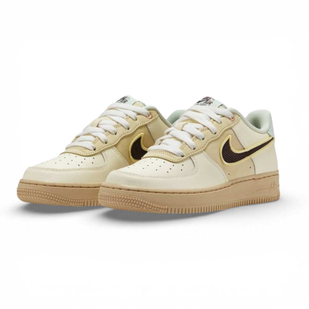 NIKE 休閒鞋 AIR FORCE 1 GS 薄荷奶茶 皮革 大童 女 HQ3473-122