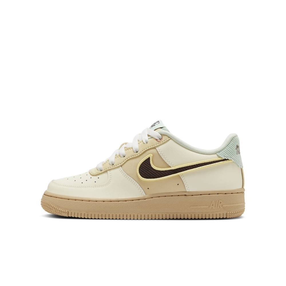 NIKE 休閒鞋 AIR FORCE 1 GS 薄荷奶茶 皮革 大童 女 HQ3473-122