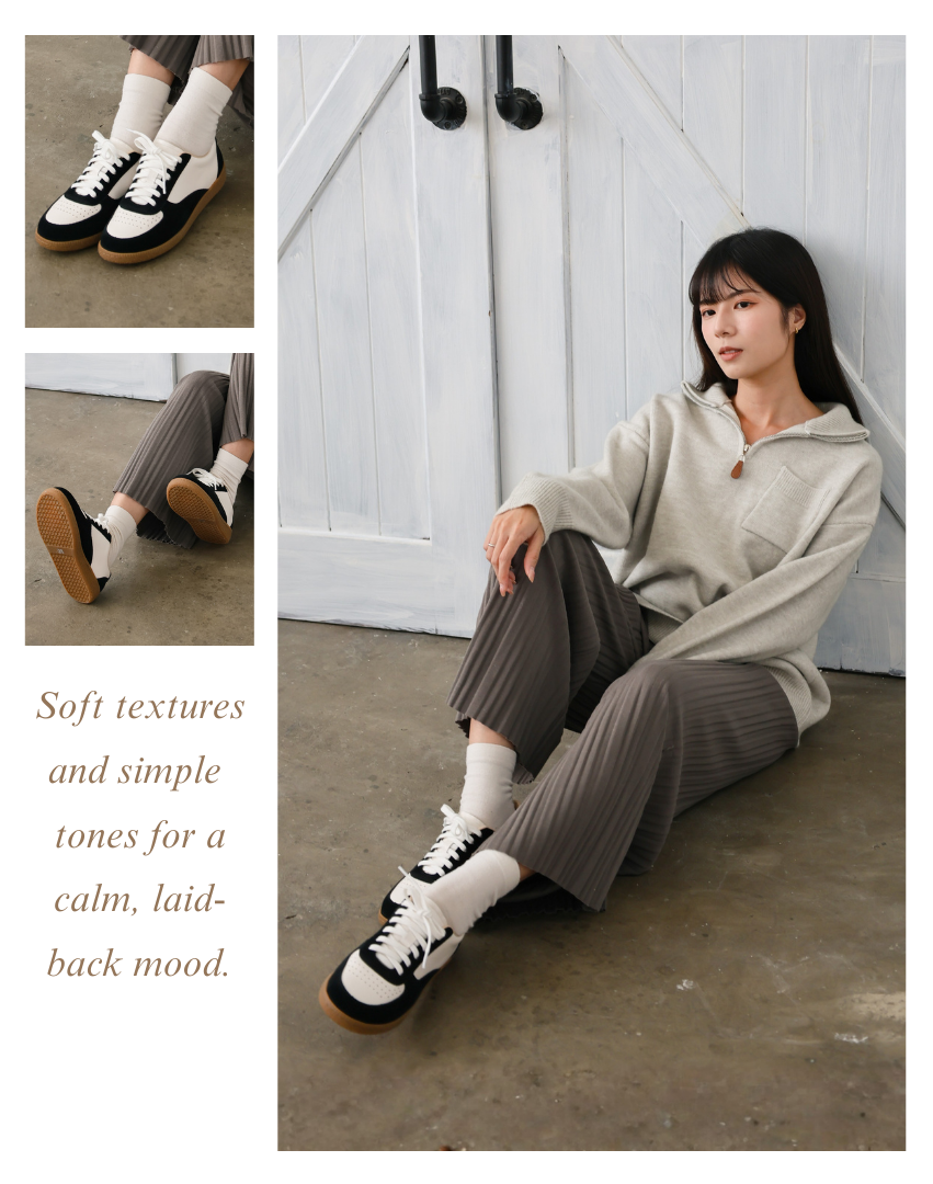 Sanly Joy 凱西拼色德訓鞋 經典黑女生休閒穿搭 復古德訓鞋