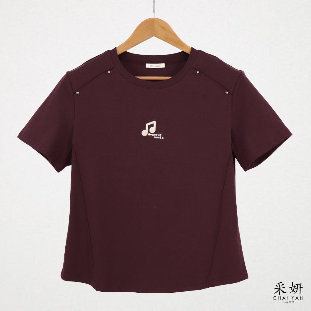 立體音符花朵圖樣短袖上衣