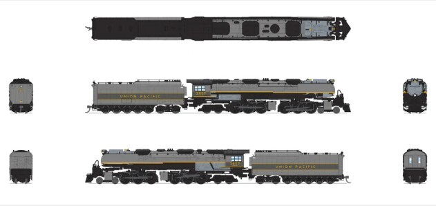 BLI 6985 N規 UP Challenger 4-6-6-4，#3977，博物館版，雙色灰，油罐車，帶風翼，Paragon4 音效/直流/數位控制，煙霧