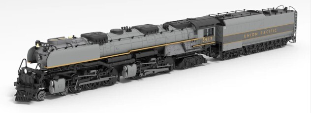 BLI 6985 N規 UP Challenger 4-6-6-4，#3977，博物館版，雙色灰，油罐車，帶風翼，Paragon4 音效/直流/數位控制，煙霧