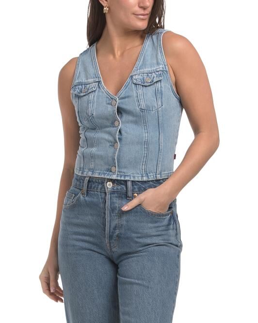 【預購】LEVIS H031118 牛仔魚骨馬甲上衣