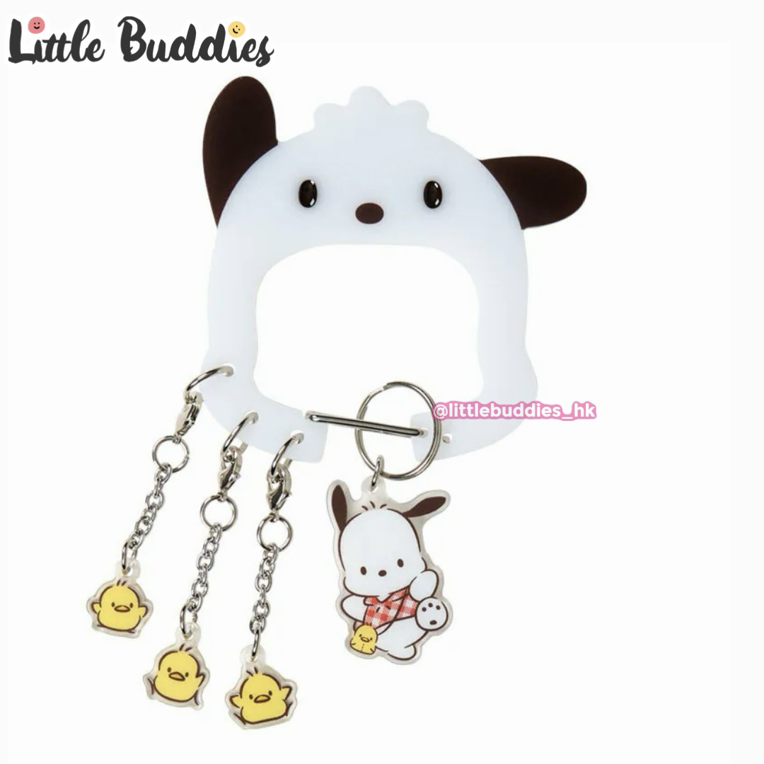 日本 Sanrio Pochacco PC狗 35周年 紅色格子系列 - 爬山扣連吊飾