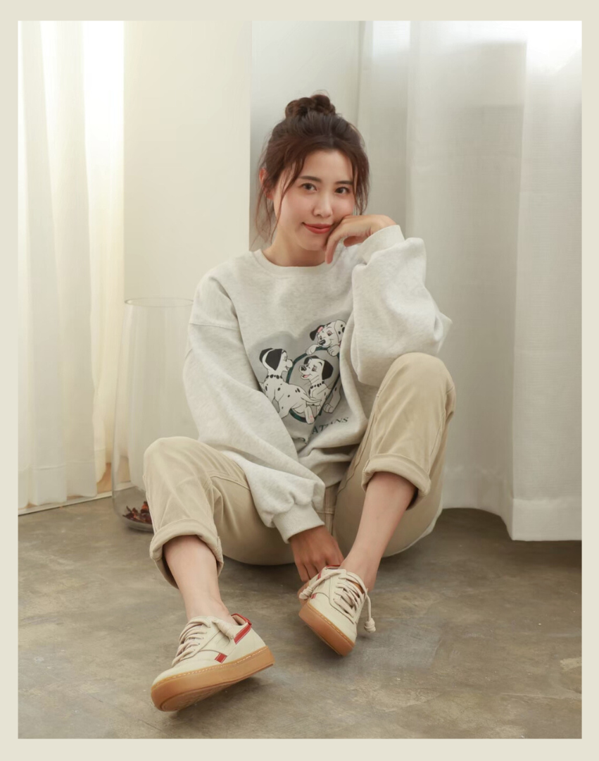 Sanly Joy 南希拚色板鞋 米紅配色 女生日常休閒板鞋