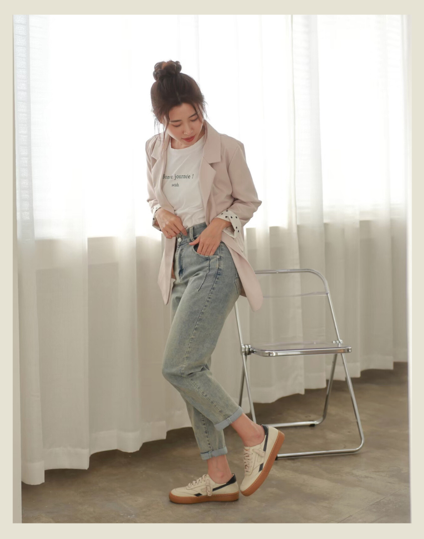 Sanly Joy 南希拚色板鞋 米藍拼色 女生休閒穿搭板鞋