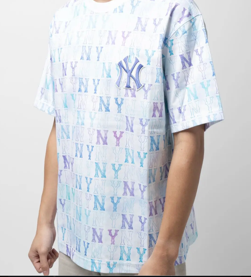 [S] MLB UNISEX ALL OVER NY PRINT SHORT SLEEVE T-SHIRT,WHITE MULTI, 3ATSM2033GP001-50WHS [FINAL SALE] (SMLB201)