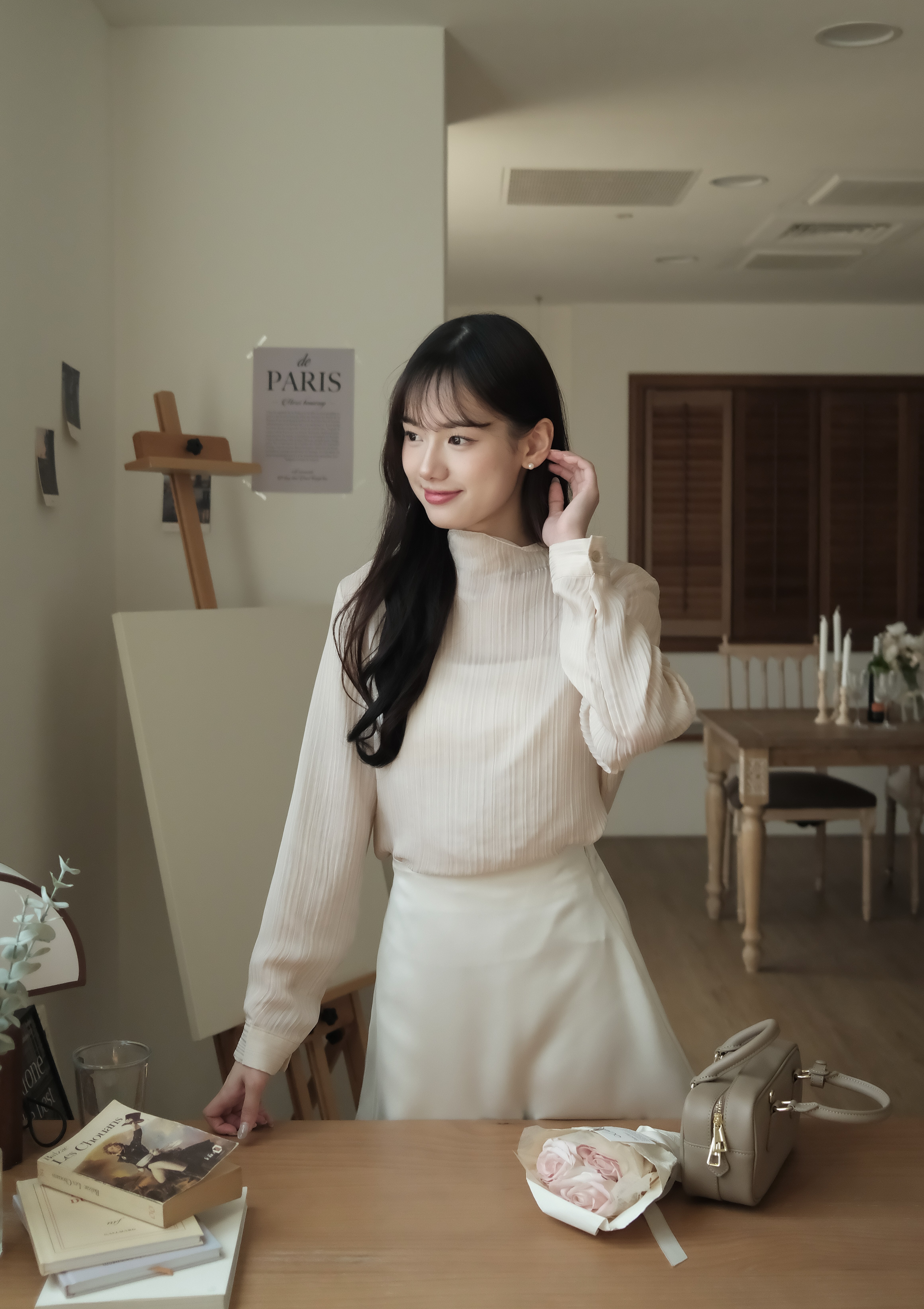 Elowen溫柔透膚半高領上衣 ( 2 colors)