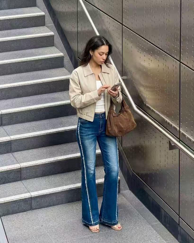 6018喇叭白鬚線牛仔長褲