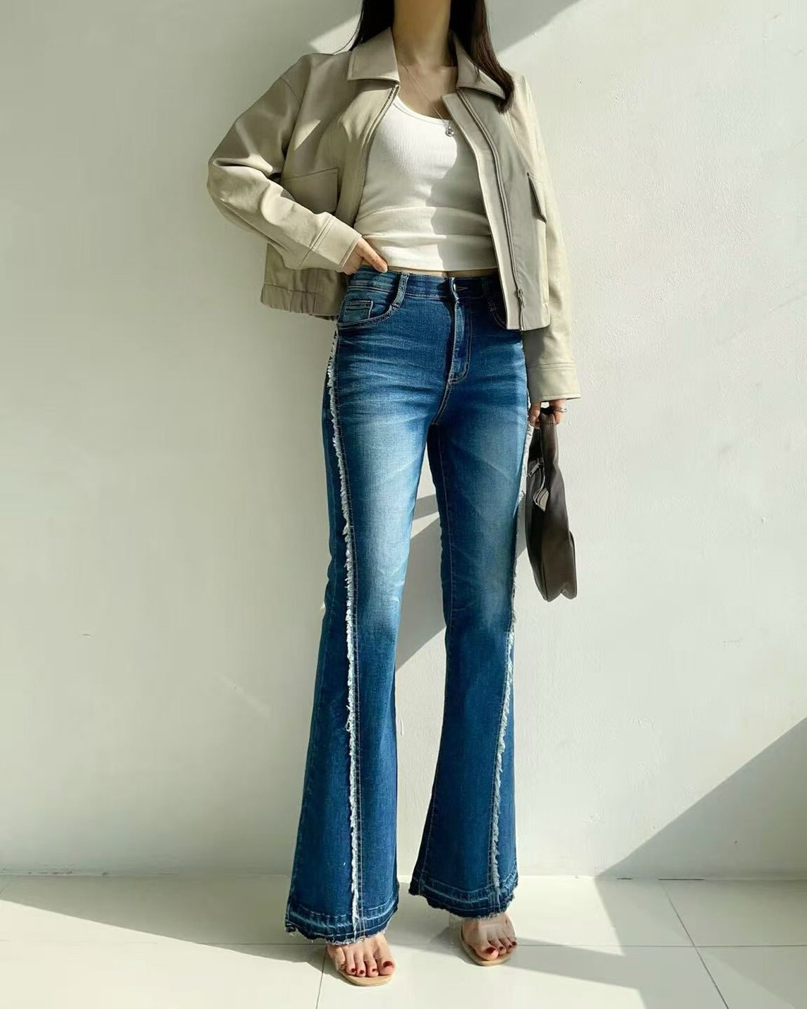 6018喇叭白鬚線牛仔長褲