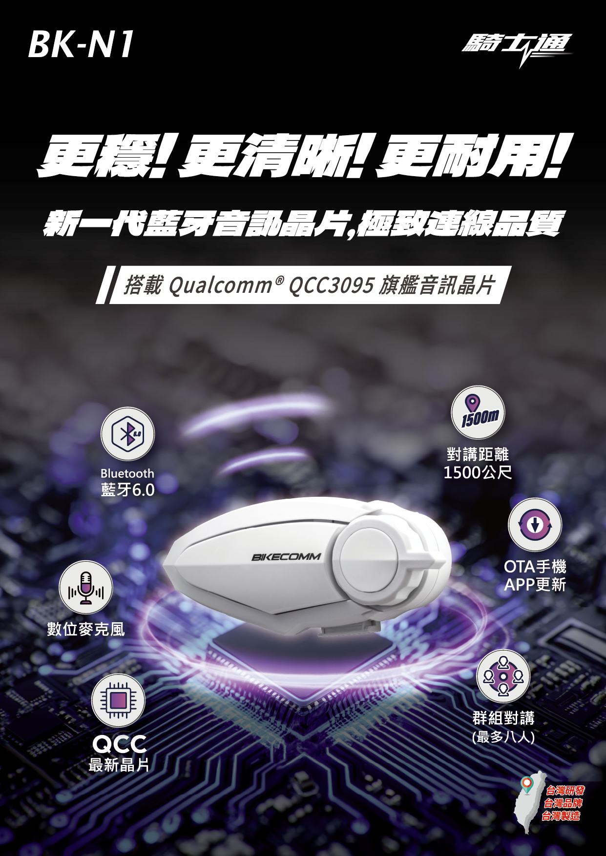 BIKECOMM 騎士通 BK-N1 藍牙耳機 機車用藍牙