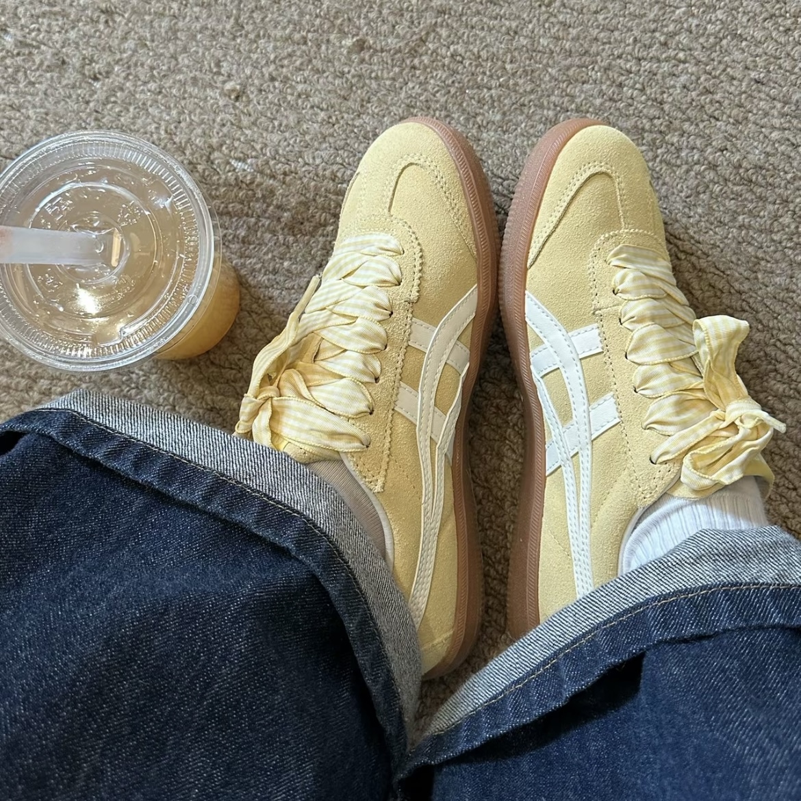 ONITSUKA TIGER 鬼塚虎 TOKUTEN 奶黃 鵝黃 格紋鞋帶 焦糖底 復古 德訓鞋 女鞋 1183C562-750