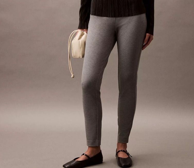 [S] CALVIN KLEIN SOLID PONTE SKINNY PANTS,NAVY, SP44600087-40WL605410 (SCK626)