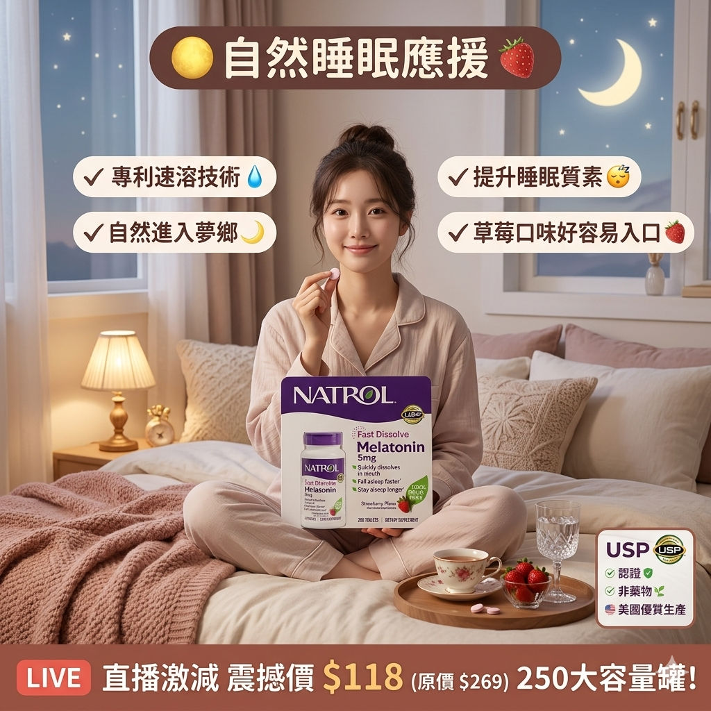【直播】Natrol LX0306119 褪黑激素速溶錠 250粒