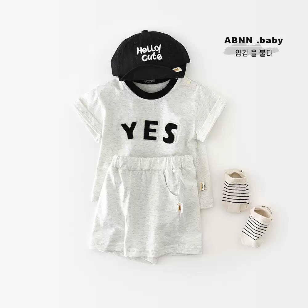 撞色圓領短袖套裝