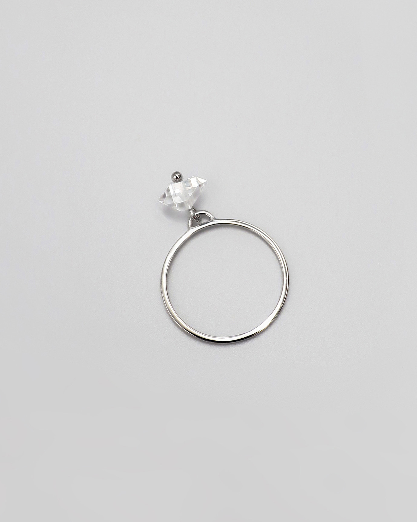 livvvvil 雙尖白水晶戒指 (赫基蒙水晶)