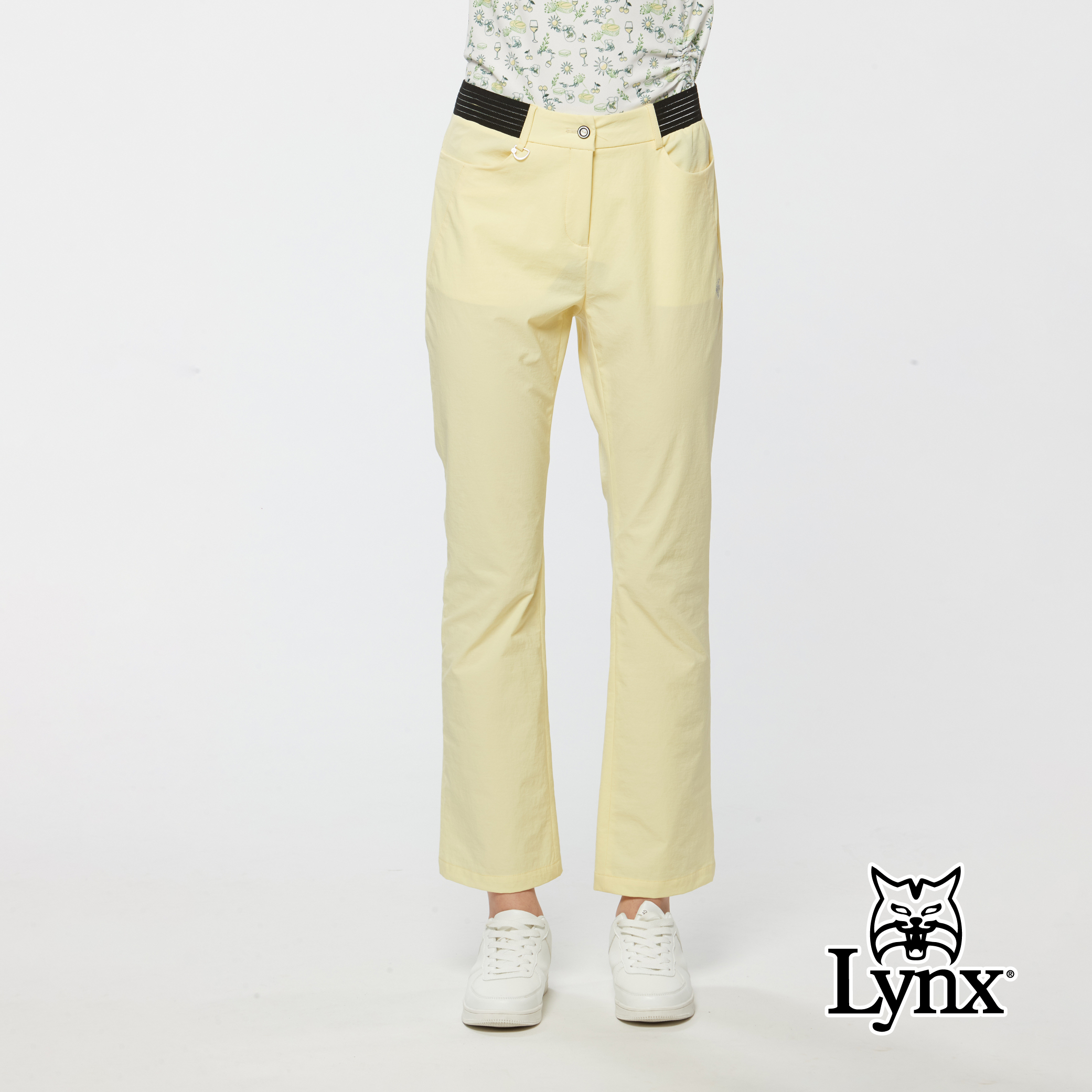 女款吸濕排汗兩側腰圍剪裁彈性九分靴型長褲