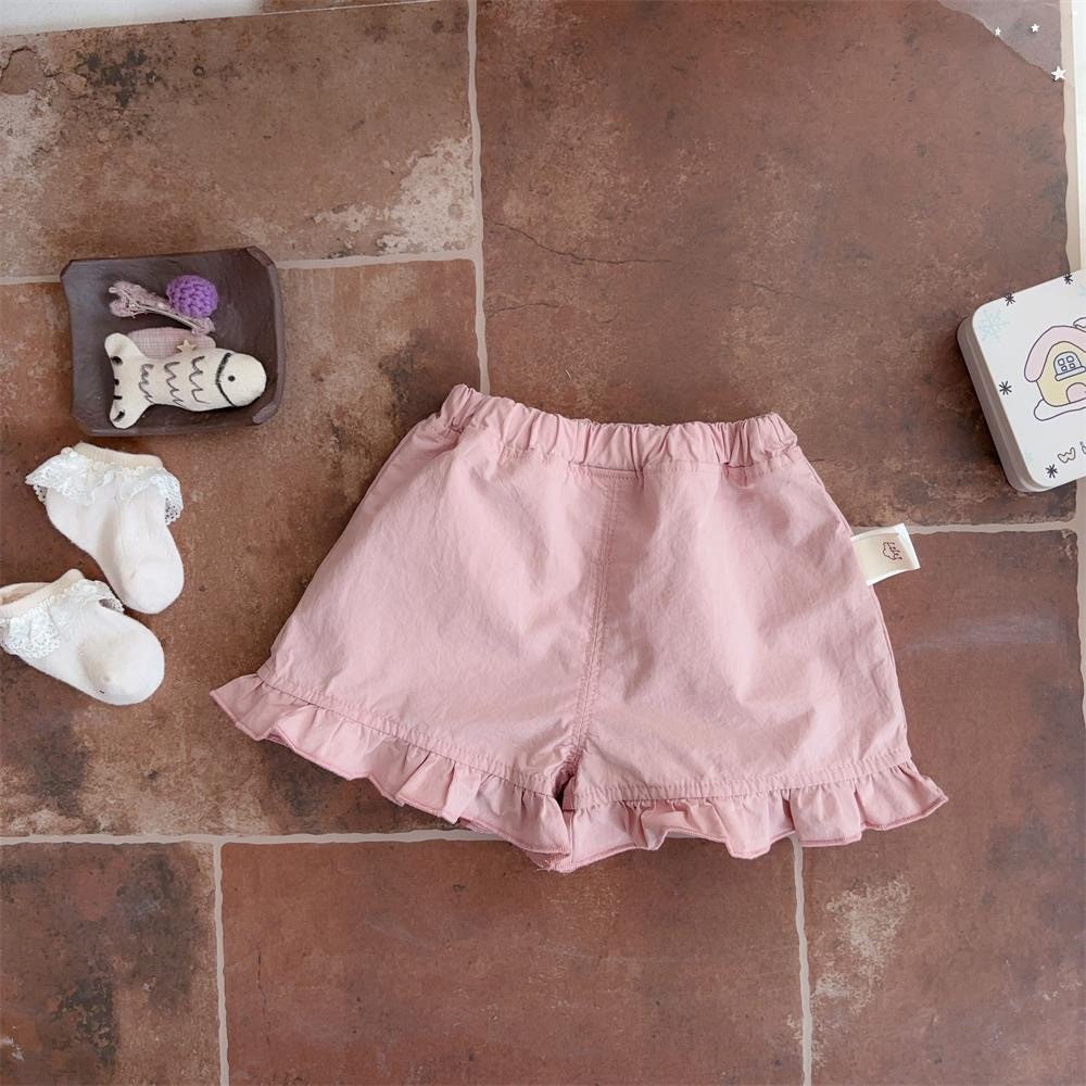 甜美女孩上衣+粉色花邊短褲